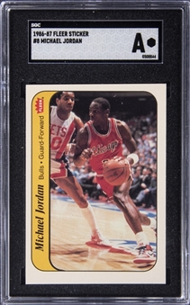 1986-87 Fleer Sticker #8 Michael Jordan Rookie Card - SGC A